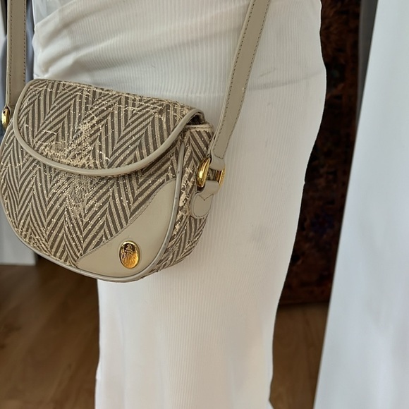 Vintage Mark Cross Chevron Print Leather Crossbody Bag - Picture 11 of 14